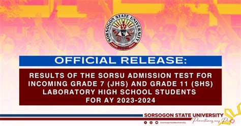 OFFICIAL RELEASE: SorSU Admission Test results .